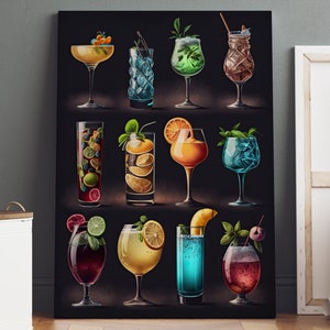 Cocktail Poster, Cocktail Leinwand Wandkunst, Cocktail Druck, Cocktail Wandkunst, Küchenkunst, Küchenwandkunst, Bar Wandkunst, Küche Schilder