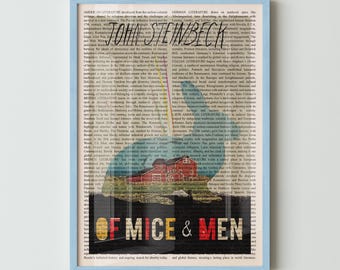 Stampa artistica da parete "Uomini e topi" di John Steinbeck, stampa artistica da parete con cornice, poster per copertina di libro, decorazioni per biblioteche, regali per amanti dei libri, regali per amanti dei libri
