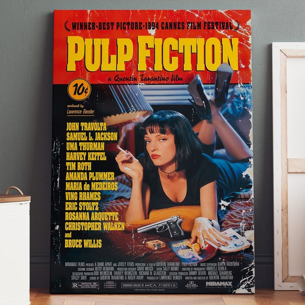 Pulp Fiction Poster Canvas / Pulp Fiction Canvas Print, Impresión de Pulp Fiction, Arte de pared de lienzo, Póster de película, Arte de película, Regalos geek