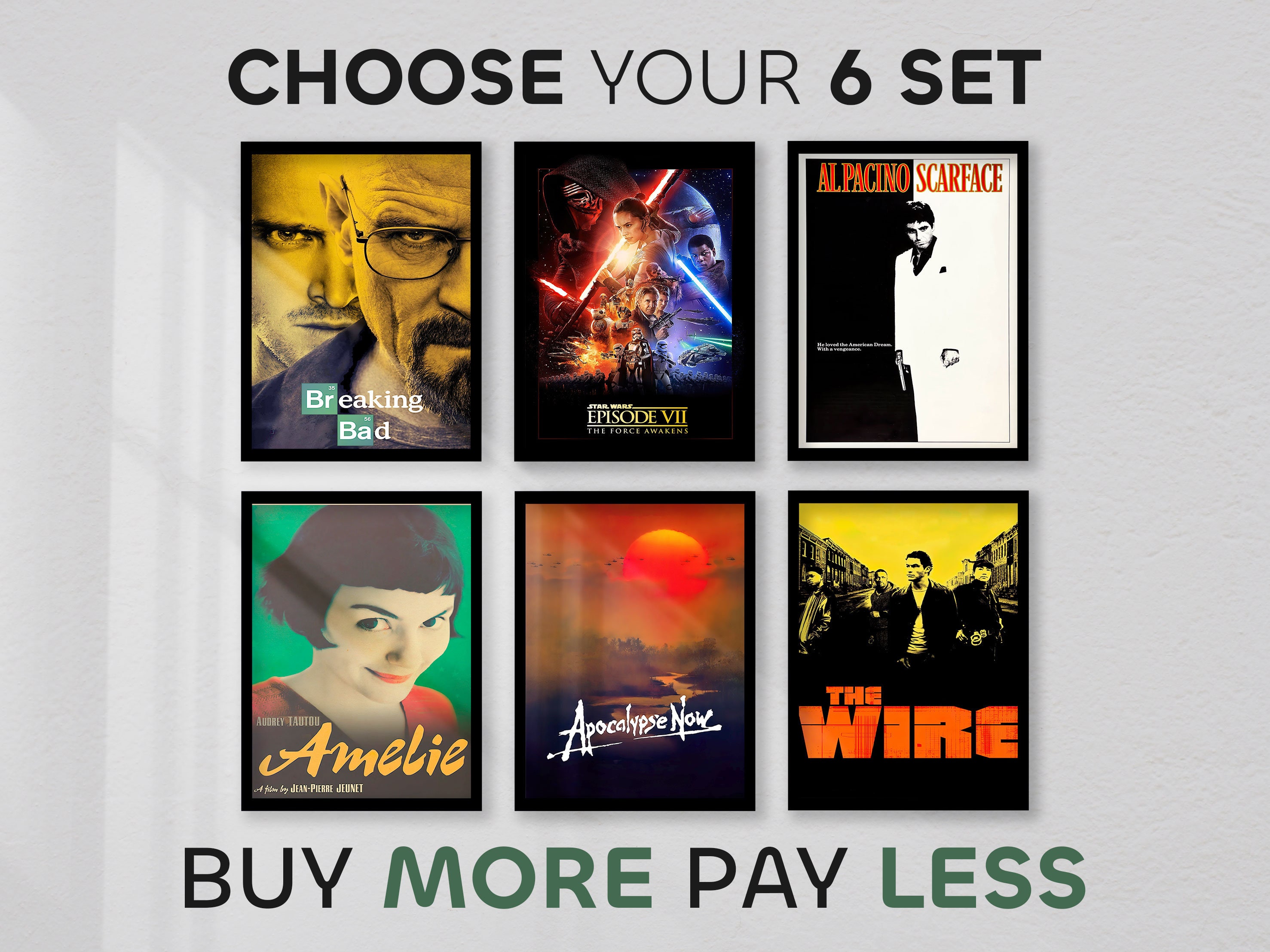 Choose Your Unframed Movie Poster 6 Set | Movie Poster, Movie Print, Canvas Wall Art, Movie Art, Canvas Print, Geek Gifts