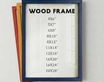 Navy Wood Frame with 12 Colors, Solid Wood Picture Frame, Photo Frame, Diploma Frame, 8x10 Frame, Black Frame, White Frame, Red Frame
