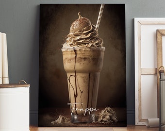 Frappe Poster, Frappe Print, Frappe Canvas Wall Art, Coffee Poster, Coffee Print, Coffee Wall Art, Kitchen Art, Kitchen Wall Art