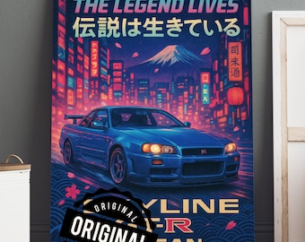 Vintage Japanese Car Poster Canvas Wall Art, Retro Car Art, Retro Car Print, Gifts for Car Guys, Car Lover Gift, Man Cave Decor