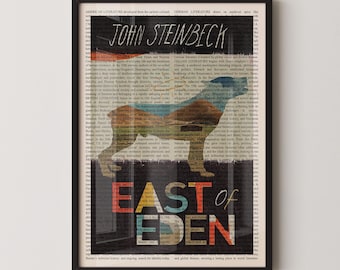 John Steinbeck's East of Eden Wall Art Poster Print, Framed Wall Art, Book Cover Poster, Library Decor, Book Lover Gifts, Bookish Gifts