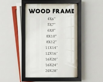 Black Wood Frame with 12 Colors, Solid Wood Picture Frame, Photo Frame, Diploma Frame, 8x10 Frame, Black Frame, White Frame, Red Frame