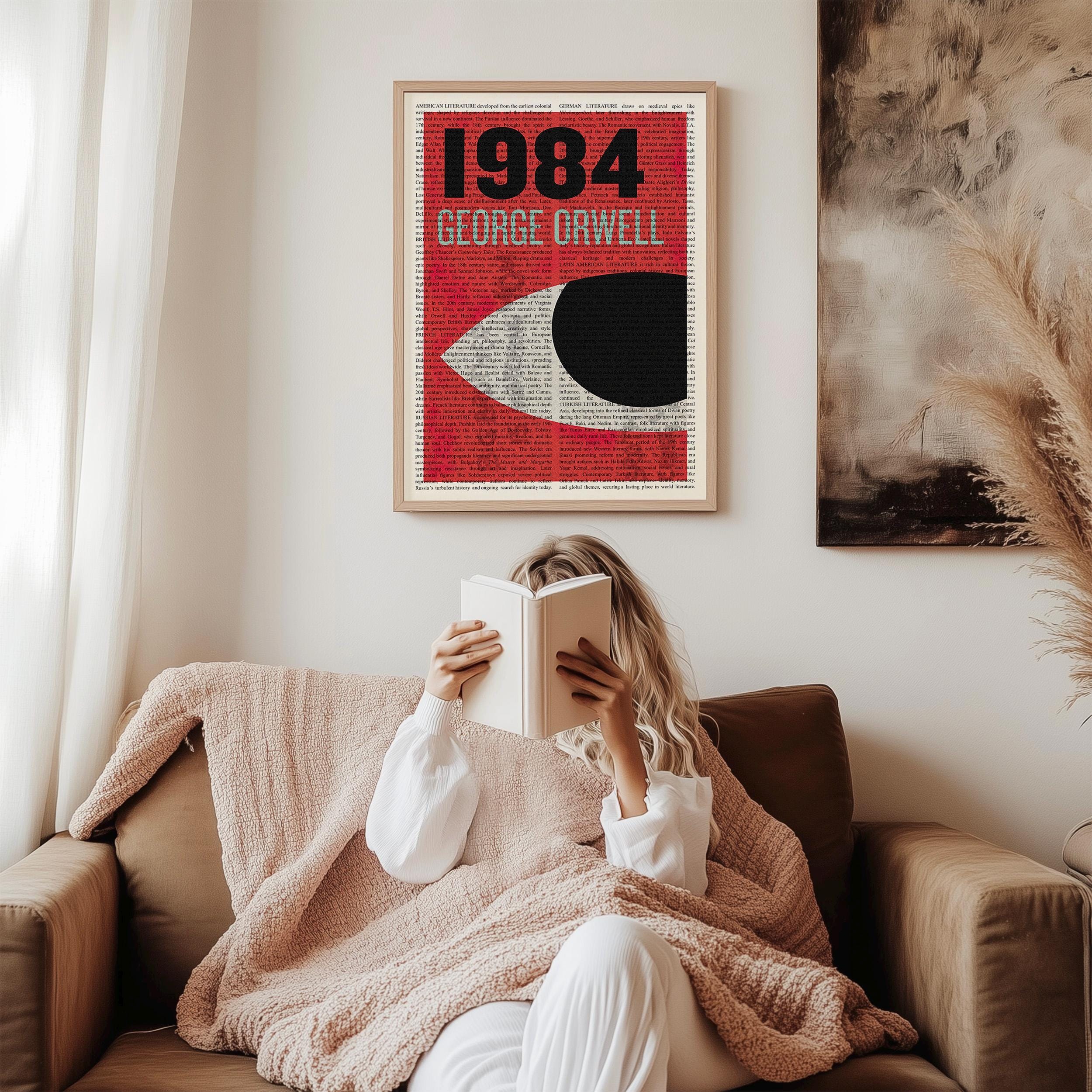 ジョージ・オーウェルの『1984年』ウォールアートポスタープリント、額 