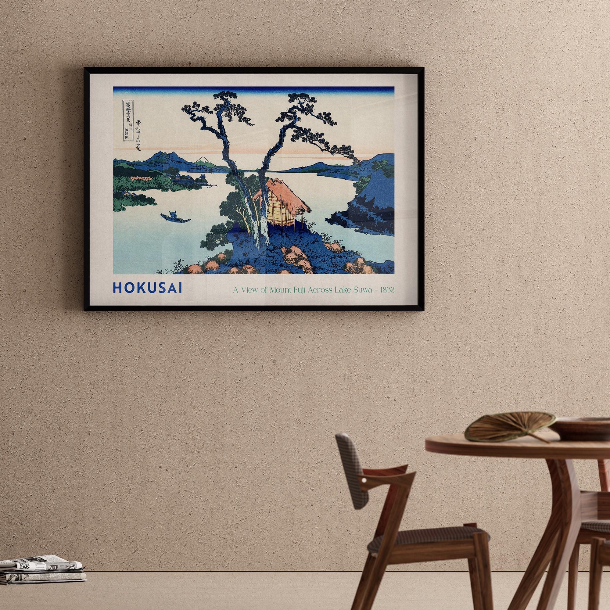Hokusai's A View of Mount Fuji Across Lake Suwa Exhibition Poster