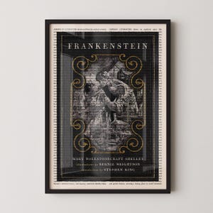 Mary Shelley's Frankenstein Wall Art Poster, Framed Wall Art Print, Book Cover Poster, Library Decor, Book Lover Gifts, Bookish Gifts