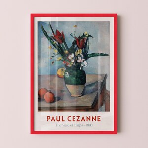 ポール・セザンヌ チューリップの花瓶 額縁 インテリア ポール・セザンヌ：チューリップの花瓶、1890年。ポスター壁掛け版画