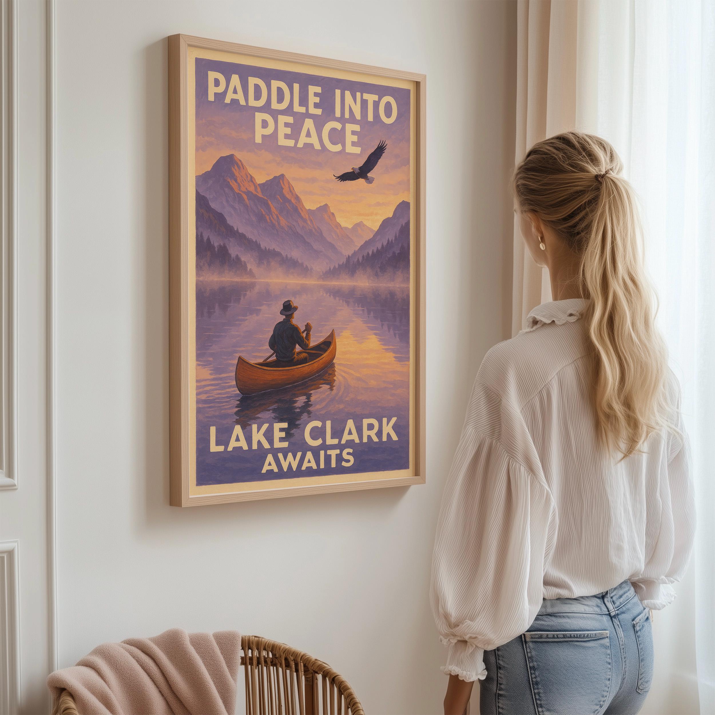 Vintage Lake Clark National Park Wall Art Poster, Framed Wall Art