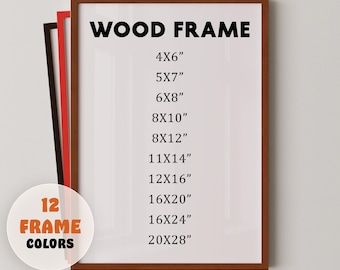 Brown Wood Frame with 12 Colors, Solid Wood Picture Frame, Photo Frame, Diploma Frame, 8x10 Frame, Black Frame, White Frame, Red Frame