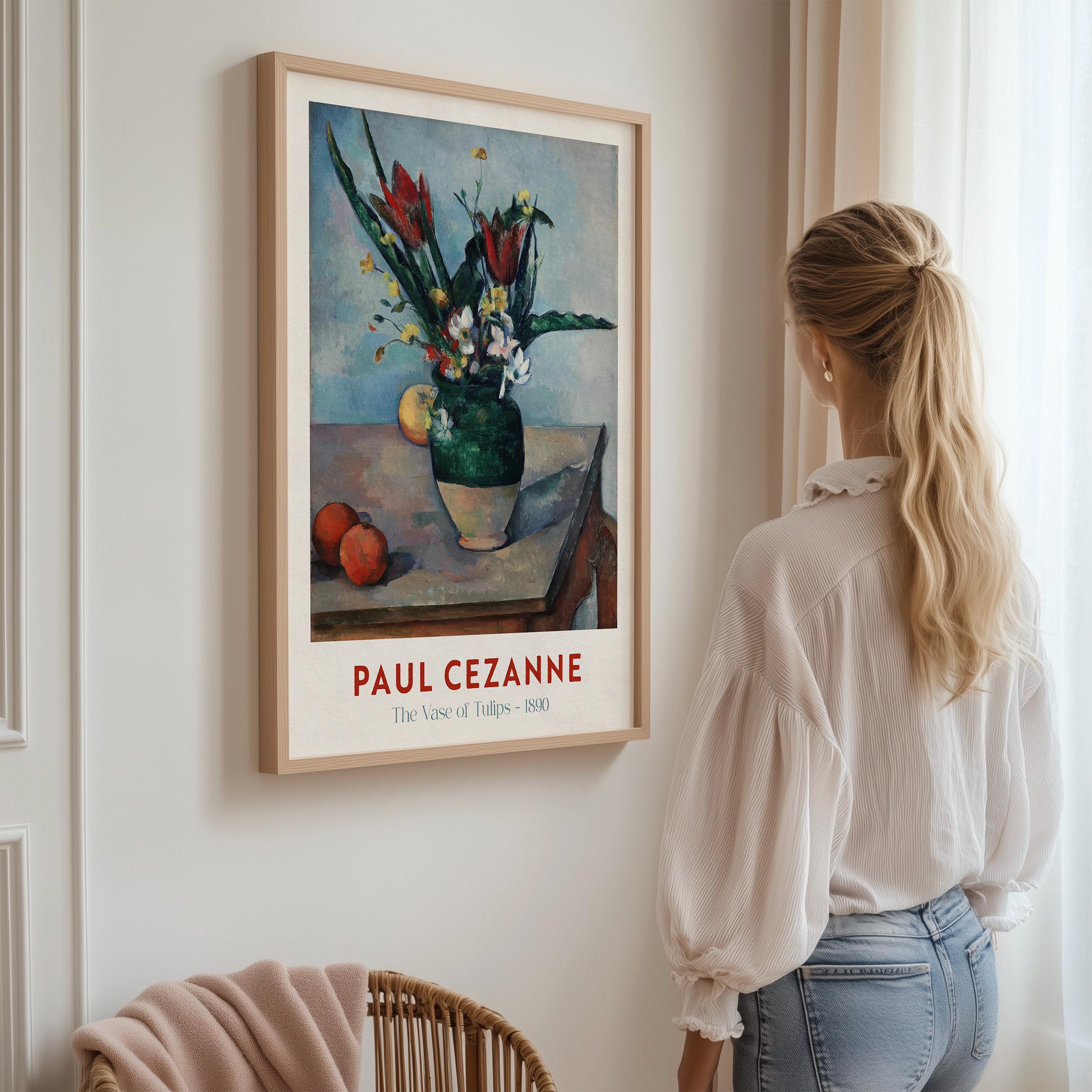 ポール・セザンヌの「チューリップの花瓶」展ポスター、額入りウォール