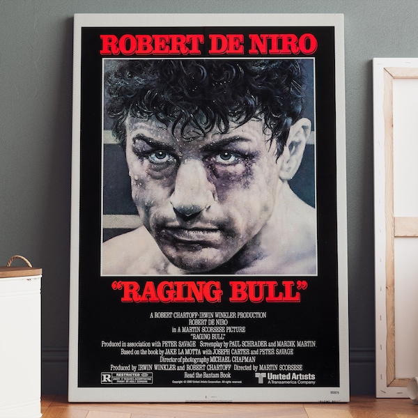 Raging Bull Poster Canvas | Raging Bull Canvas Print, Raging Bull Print, Canvas Wall Art, Raging Bull Movie Poster, Movie Art, Geek Gifts