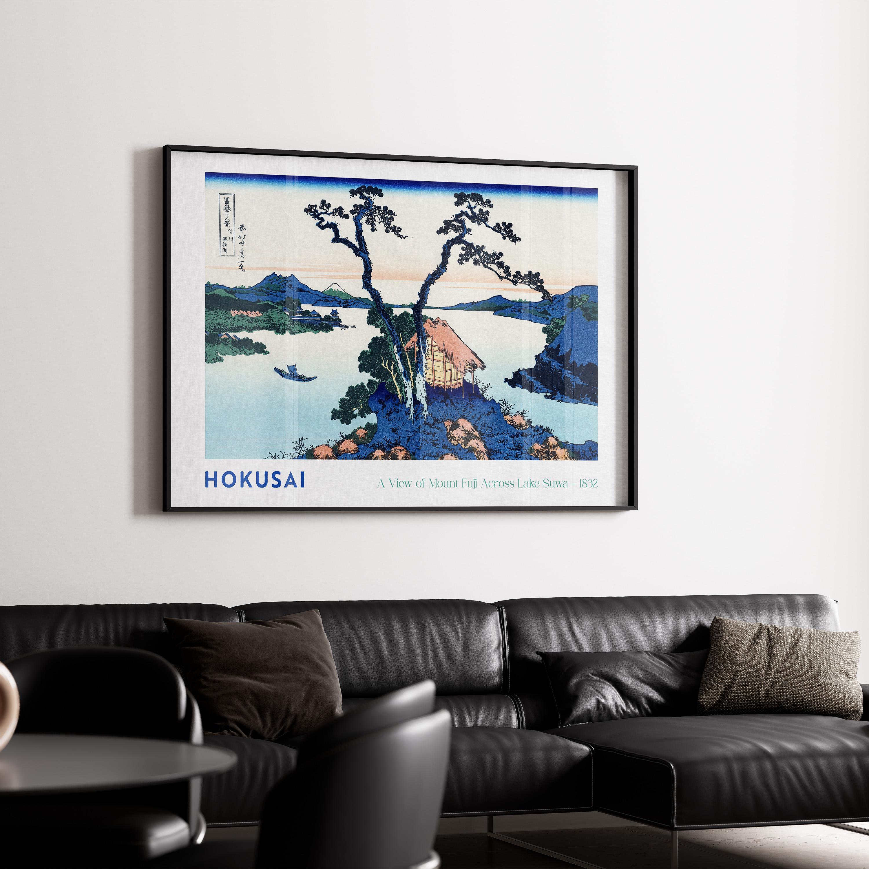Hokusai's A View of Mount Fuji Across Lake Suwa Exhibition Poster