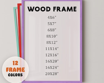 Purple Wood Frame with 12 Colors, Solid Wood Picture Frame, Photo Frame, Diploma Frame, 8x10 Frame, Black Frame, White Frame, Red Frame