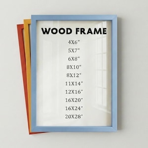 Blue Wood Frame with 12 Colors, Solid Wood Picture Frame, Photo Frame, Diploma Frame, 8x10 Frame, Black Frame, White Frame, Red Frame