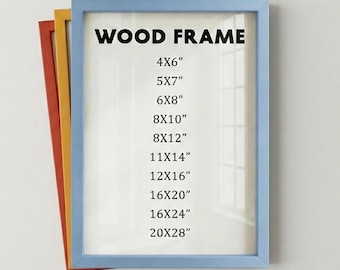 Blue Wood Frame with 12 Colors, Solid Wood Picture Frame, Photo Frame, Diploma Frame, 8x10 Frame, Black Frame, White Frame, Red Frame