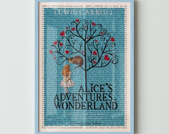 Lewis Carroll's Alice's Adventures in Wonderland Wall Art, Framed Wall Art, Book Cover Poster, Library Decor, Book Lover Gifts, Bookish Gift