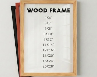 Solid Wood Picture Frame, Natural Wood Frame in 12 Colors, Photo Frame, Poster Frame, Diploma Frame, 8x10, Black, White, Red