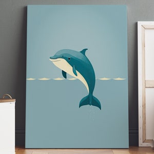 Dolphin Wall Art, Dolphin Print, Dolphin Canvas Wall Art, Dolphin Poster, Animal Wall Art, Animal Print, Animal Poster, Minimalist Wall Art