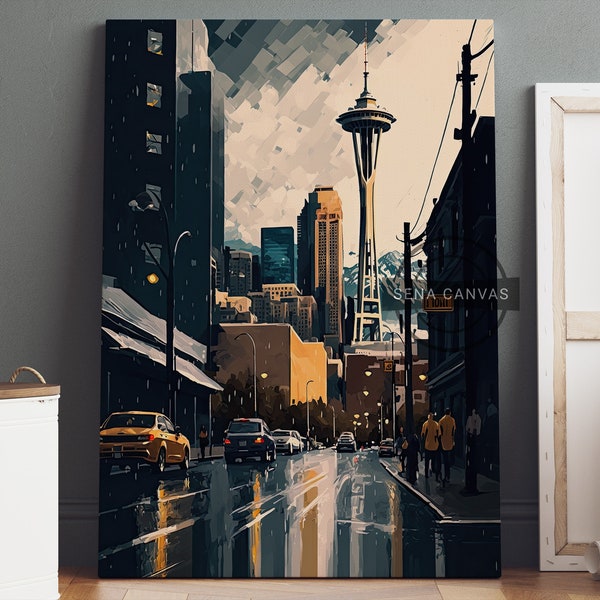 Seattle Poster Canvas, Seattle Print, Seattle Wall Art, Canvas Wall Art, City Art, Landscape Print, City Wall Art, City Poster, City Print