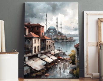 Istanbul Poster Canvas, Istanbul Print, Istanbul Wall Art, Canvas Wall Art, Landscape Print, City Wall Art, City Poster, Travel Poster