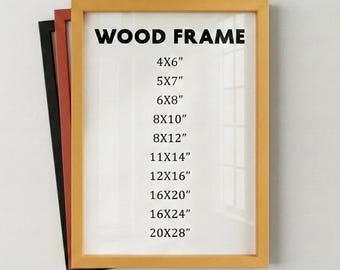 Yellow Wood Frame with 12 Colors, Solid Wood Picture Frame, Photo Frame, Diploma Frame, 8x10 Frame, Black Frame, White Frame, Red Frame