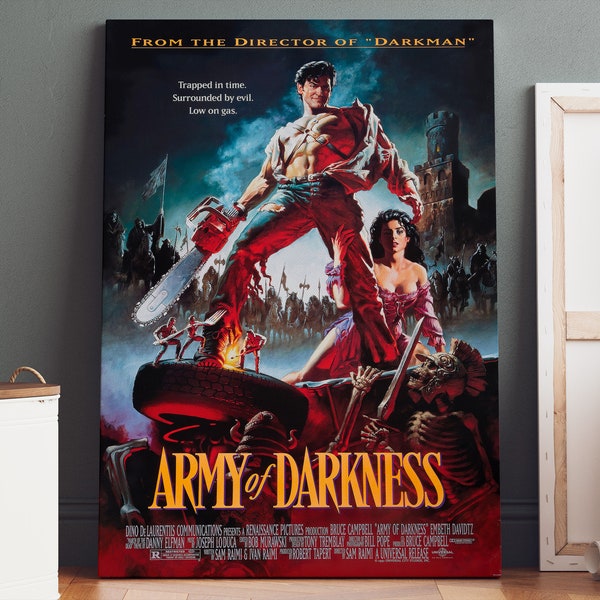 Army of Darkness Poster Canvas | Army of Darkness Canvas Print, Army of Darkness Print, Canvas Wall Art, Movie Poster, Movie Art, Geek Gifts