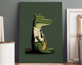 Crocodile Wall Art, Crocodile Print, Crocodile Canvas Wall Art, Crocodile Poster, Animal Wall Art, Animal Print, Minimalist Wall Art