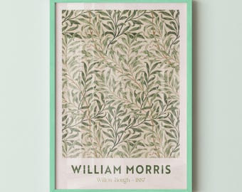 Póster de la exposición Willow Bough de William Morris, arte mural enmarcado, arte mural floral, impresión botánica, impresión boho, arte mural boho, arte mural verde