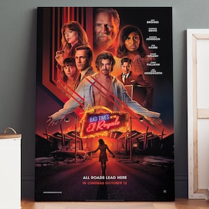 Malos tiempos en el lienzo del cartel de El Royale / Malos tiempos en el lienzo de El Royale Impresión, arte de la pared del lienzo, cartel de la película, arte de la película, regalos geek