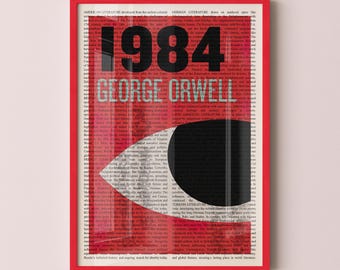 George Orwell's 1984 Wall Art Poster Print, Framed Wall Art, Book Cover Poster, Library Decor, Book Lover Gifts, Bookish Gifts