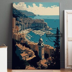 Monaco Poster Leinwand, Monaco Druck, Monaco Wandkunst, Leinwand Wandkunst, Stadt Kunst, Landschaftsdruck, Stadt Wandkunst, Stadt Poster, Reise Poster
