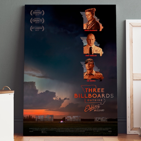 Three Billboards Outside Ebbing Missouri Poster | Three Billboards Outside Ebbing Missouri Canvas Print, Canvas Wall Art, Movie Poster