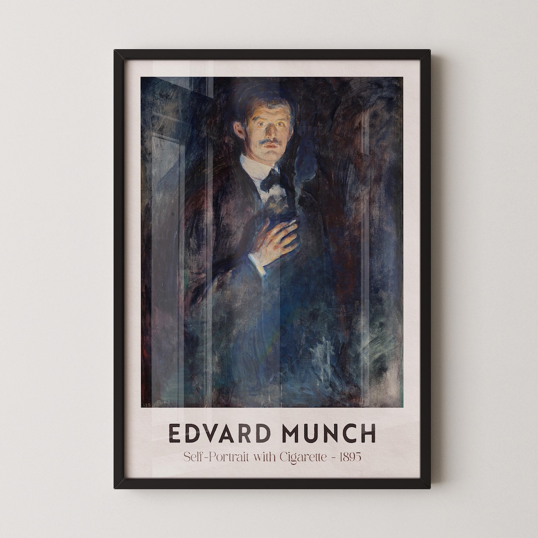 Edvard Munch's Self Portrait With Cigarette Exhibition Poster, Framed Wall  Art, Floral Wall Art, Boho Print, Landscape Painting