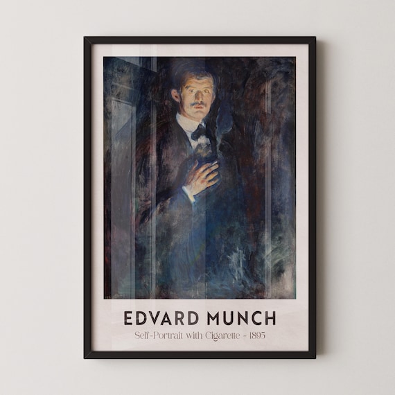 edvard munch cigarette Edvard Munch's Self Portrait With Cigarette Exhibition Poster, Framed Wall  Art, Floral Wall Art, Boho Print, Landscape Painting