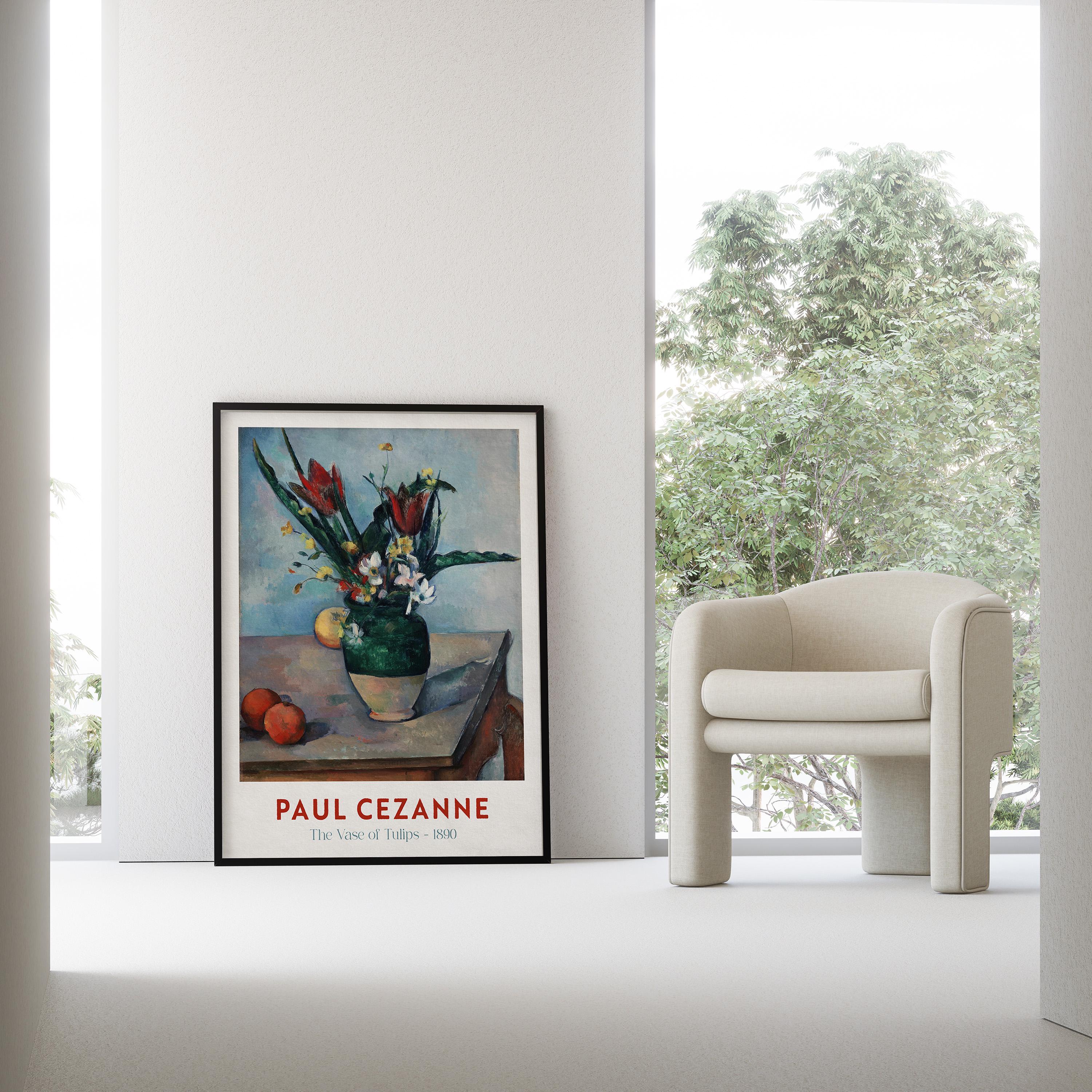 ポール・セザンヌの「チューリップの花瓶」展ポスター、額入りウォール