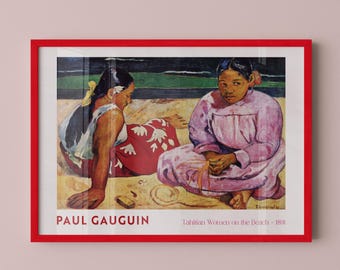 Paul Gauguin's Tahitian Women on the Beach Exhibition Poster, Framed Print, Floral Wall Art, Botanical Print, Boho Print, Landscape Painting