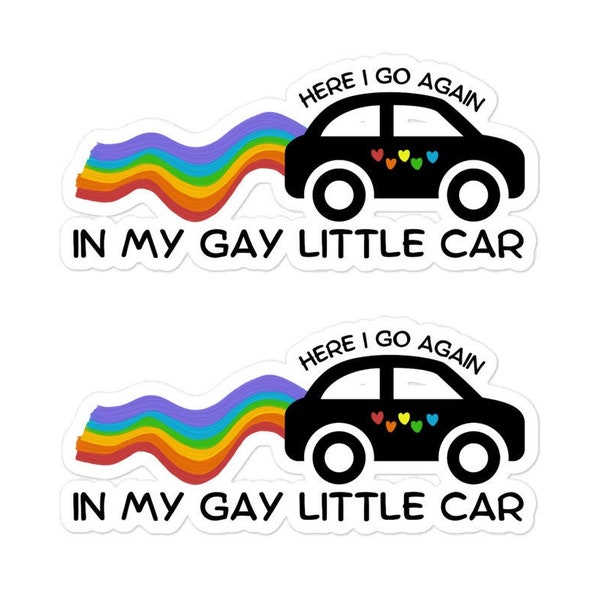Funny Gay Car Sticker, 2 PACK Bumper Graphic Mirror Cool Humor Gift For Him They Her LGBT Love, Pride Cute Work Laptop Decals, Joke Vinyl