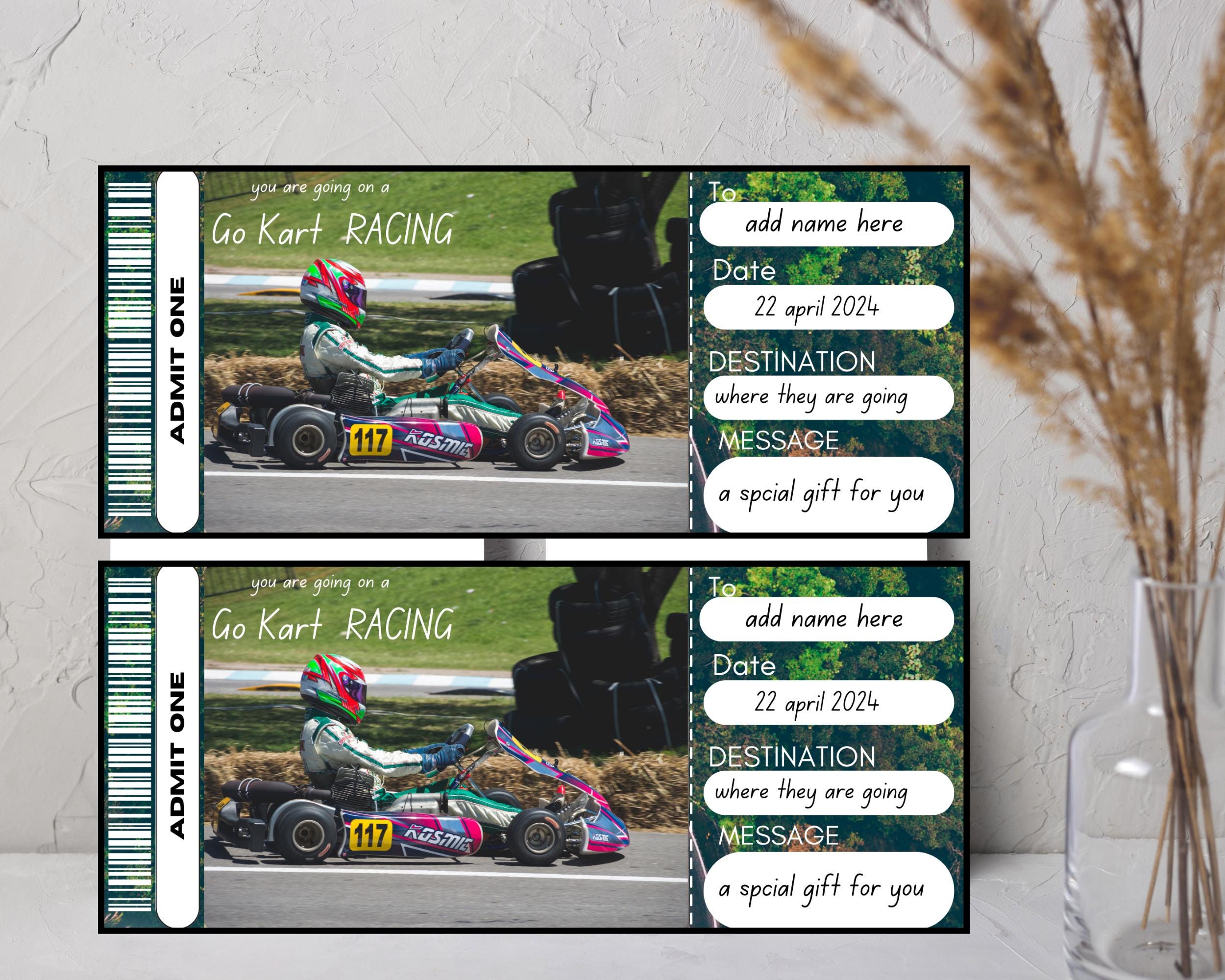 Go Kart Racing Ticket Template, Ticket Template, Voucher Template ...