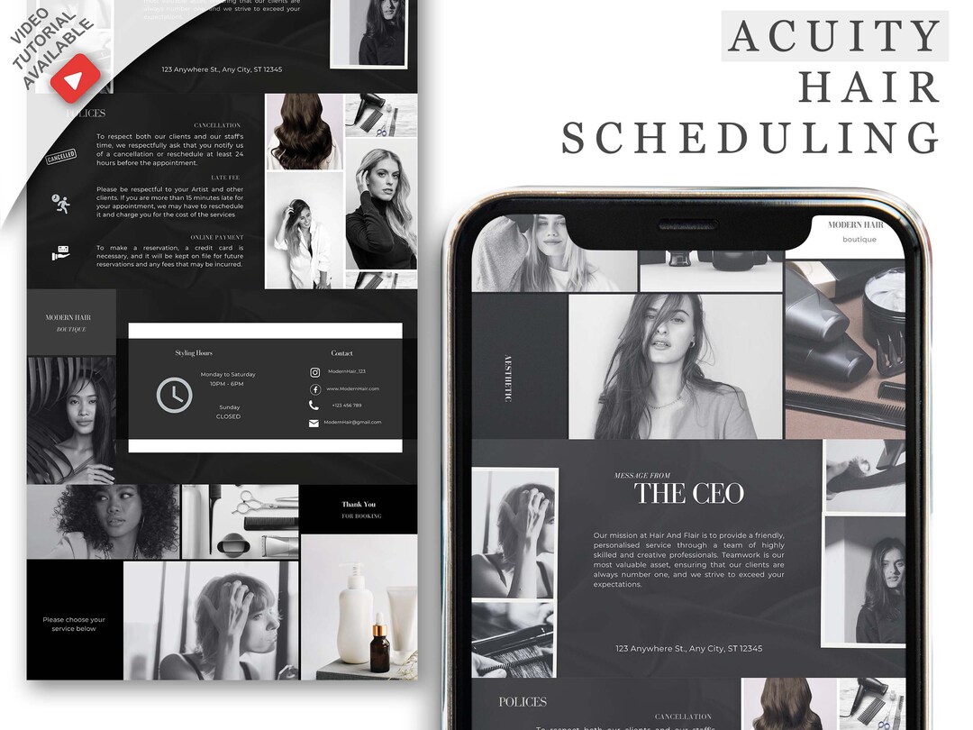 Acuity Scheduling Template Hair Stylist, Acuity Template Esthetician ...