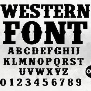 Western Font Svg, Coleção de fontes ocidentais, Western Font, Letras e números ocidentais Svg, Silhueta, Font Svg, Cricut, Procreate Font