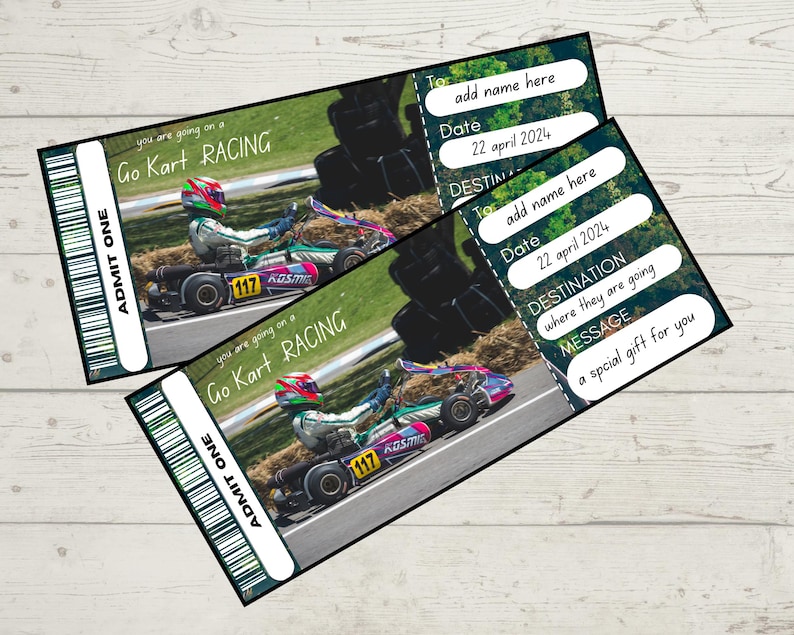 Go Kart Racing Ticket Template, Ticket Template, Voucher Template ...