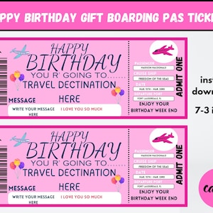 Alles Gute zum Geburtstag Geschenk Bordkarte Ticket Vorlage, Bearbeitbare Überraschungsreise Flugkarte, Geburtstag Flugkarte für Jungen und Mädchen