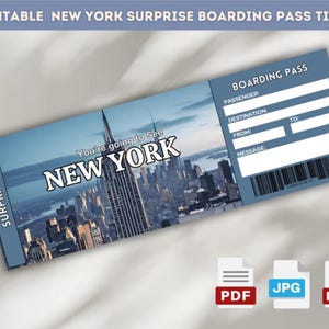 Printable Boarding Pass New York, Surprise Trip To New York, Surprise Boarding Pass Template, You're Going To New York, Instant Download