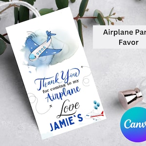 Airplane Party Favor Tags,Airplane Birthday Party, Party Gift Tag,Boy Birthday Party Favor Tag, Goodie Bag Tag, Custom Tag,Instant Download