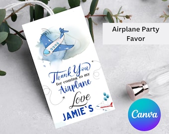 Etiquetas de regalo para fiesta de avión, etiqueta de regalo para fiesta de cumpleaños de avión, etiqueta de regalo para fiesta, etiqueta de regalo para fiesta de cumpleaños de niño, etiqueta para bolsa de regalos, etiqueta personalizada, descarga instantánea