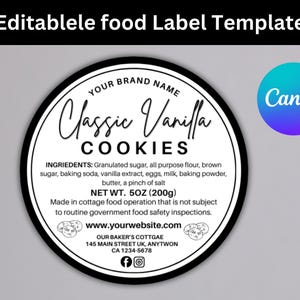 Homemade Food Label Template, Round Printable Seal, Cookie Label, Homemade Cookies, Homemade Gifts, Homemade With Love, Instant Download