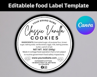 Homemade Food Label Template, Round Printable Seal, Cookie Label, Homemade Cookies, Homemade Gifts, Homemade With Love, Instant Download