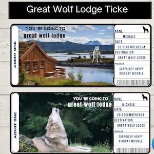 Great Wolf Lodge Ticket Template,Great Wolf Lodge Ticket,Custom Ticket, Ticket Template, Voucher Template, Surprise Trip Reveal